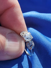 Load image into Gallery viewer, Genuine Earth mined Cushion cut Diamond Art Deco Engagement Ring Antique Platinum Setting