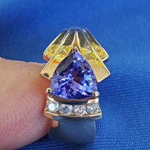 Load image into Gallery viewer, Earth mined Tanzanite Diamond Engagement Ring 14k Gold Modern Design Solitaire