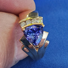 Load image into Gallery viewer, Earth mined Tanzanite Diamond Engagement Ring 14k Gold Modern Design Solitaire