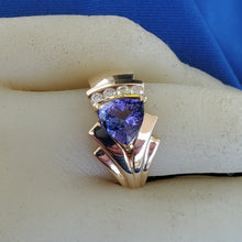 Load image into Gallery viewer, Earth mined Tanzanite Diamond Engagement Ring 14k Gold Modern Design Solitaire