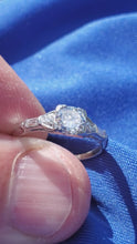 Load and play video in Gallery viewer, Earth mined European cut Diamond Art Deco Platinum Engagement Ring Vintage Antique Natural Diamonds Solitaire