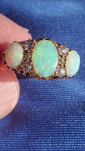 Load and play video in Gallery viewer, Exquisite Art Deco Antique Diamond Opal Engagement Ring 3.25 carat Victorian 18k Gold