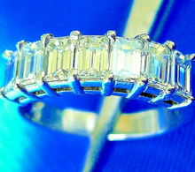 Load image into Gallery viewer, 2 carat Earth mined Emerald cut Diamond Deco Wedding Band Vintage Design Platinum Ring