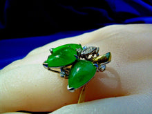 Load image into Gallery viewer, Genuine Jade and Diamond Antique Ring Unique Design Art Deco Solid 14k Gold Setting