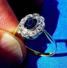 Load image into Gallery viewer, Earth mined Sapphire and Diamond Art Deco Engagement Ring Antique Vintage Royal Design Setting