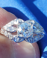 Load image into Gallery viewer, 1.22 carat Earth Mined European Diamond Deco Engagement Ring Vintage Design Platinum Solitaire