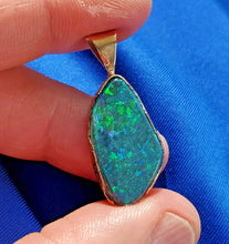 Load image into Gallery viewer, Earth mined 12.74 Carat Black Australian Opal Charm Deco Style 14k Gold Pendant