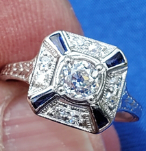 Load image into Gallery viewer, 0.76 carat Earth mined Antique Diamond Engagement Ring European Deco Platinum Solitaire size 5.25