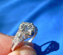 Load image into Gallery viewer, 1.86 Carat Earth  Mined European Diamond Deco Engagement Ring Antique Platinum Solitaire