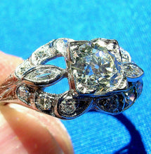 Load image into Gallery viewer, 1.22 carat Earth Mined European Diamond Deco Engagement Ring Vintage Design Platinum Solitaire