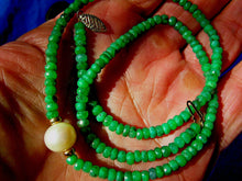 Load image into Gallery viewer, Earth mined Emerald South Seas Pearl Necklace 14k Gold Clasp and Spacers 18" inch long