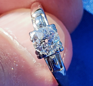 0.50 carat Genuine European cut Diamond Deco Engagement Ring Real Antique Solitaire
