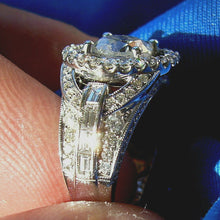 Load image into Gallery viewer, 3.50 carat Earth mined Diamond Engagement Ring Vintage Halo Design Solitaire 18k White Gold