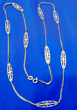 Load image into Gallery viewer, Exciting Vintage Deco Necklace Unique Nouveau Geometric Design 14k Gold Chain 23" inch