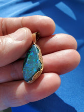 Load image into Gallery viewer, Earth mined 12.74 Carat Black Australian Opal Charm Deco Style 14k Gold Pendant