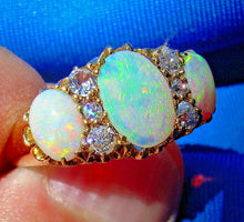 Load image into Gallery viewer, Exquisite Art Deco Antique Diamond Opal Engagement Ring 3.25 carat Victorian 18k Gold