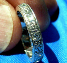 Load image into Gallery viewer, 0.50 carat Earth mined Diamond Deco Wedding Band Antique Platinum Eternity Anniversary Ring size 5
