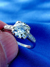 Load image into Gallery viewer, 2 caral Earth mined European cut Diamond Art Deco Engagement Ring Antique Platinum Solitaire