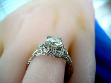 Load image into Gallery viewer, Genuine Diamond Art Deco Engagement Ring Vintage Antique Style Platinum Solitaire
