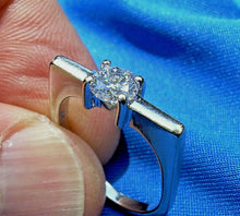 Load image into Gallery viewer, Earth mined Diamond Engagement Ring Elegant Unique Design Solitaire 14k White Gold