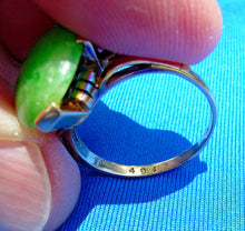 Load image into Gallery viewer, Earth mined green Jade Deco Engagement Ring Antique Hand Crafted Solitaire 14k Gold