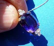 Load image into Gallery viewer, Earth mined Amethyst and Diamond Deco Pendant Necklaces 14k Chain 20" inch long