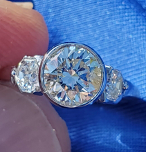 Load image into Gallery viewer, Genuine 1.64 carat Diamond Deco Engagement Ring Custom Bezel Platinum Solitaire size 7.5