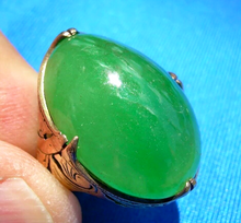 Load image into Gallery viewer, Earth mined 25 Carat Antique Green JADE Engagement Ring Art Deco 14k Rose Gold