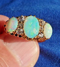 Load image into Gallery viewer, Exquisite Art Deco Antique Diamond Opal Engagement Ring 3.25 carat Victorian 18k Gold