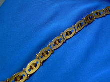 Load image into Gallery viewer, Antique Art Nouveau Gold and Pearl Bracelet Unique Deco Solid 14k 2 tone Links
