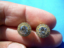 Load image into Gallery viewer, Earthmined Diamond Art Deco Bezel set Halo Studs Vintage Style Earrings 18k Gold