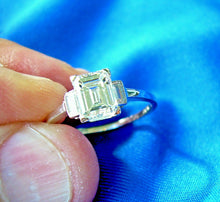 Load image into Gallery viewer, 1.30 carat Earth mined Emerald cut Diamond Art Deco Engagement Ring Antique Design Platinum Solitaire