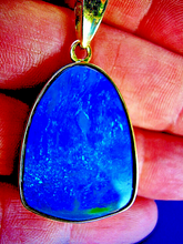 Load image into Gallery viewer, Genuine Black Australian Opal Bezel set Pendant Deco Designer 14k Gold Charm