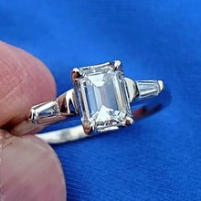 Load image into Gallery viewer, 1 carat Earth mined Diamond Emerald Cut Deco Engagement Ring Vintage Natural Solitaire
