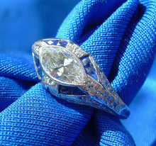 Load image into Gallery viewer, Genuine Diamond Antique Engagement Ring European Art Deco Platinum Solitaire