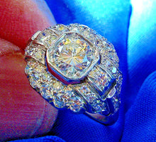 Load image into Gallery viewer, 1.75 carat Earth mined Diamond Art Deco Engagement Ring Antique Platinum Solitaire