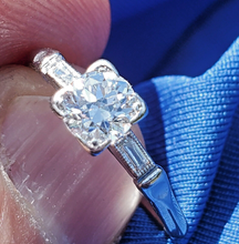 Load image into Gallery viewer, Earth mined European cut Diamond Art Deco Platinum Engagement Ring. Vintage Antique Natural Diamonds Solitaire