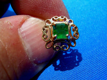 Load image into Gallery viewer, 1 carat Earth mined Emerald Deco Earrings Unique Vintage Design Ear Studs 14k Gold