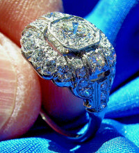 Load image into Gallery viewer, 1.75 carat Earth mined Diamond Art Deco Engagement Ring Antique Platinum Solitaire