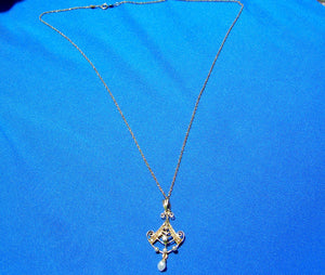 Earth mined Diamond Deco Nouveau Pendant Antique Victorian Necklaces 14k Gold