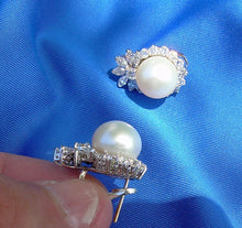 Load image into Gallery viewer, 4.5 carat Earth mined Diamond Earrings Royal Design Art Deco Pearl Ear Pendants 14k Gold