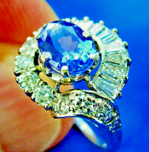 Load image into Gallery viewer, 2.80 carat Tanzanite Diamond Engagement Ring Art Deco vintage Style Solitaire 14k White Gold