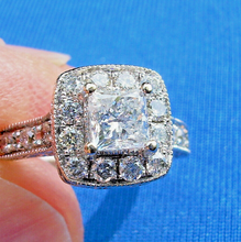 Load image into Gallery viewer, 1.3 carat Earth mined Diamond Deco Engagement Ring 14k White Gold Halo Setting