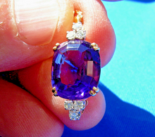 Load image into Gallery viewer, Earth mined Amethyst and Diamond Deco Pendant Necklaces 14k Chain 20" inch long