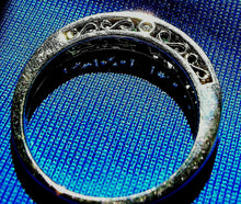 Load image into Gallery viewer, Diamond Emerald Art Deco Wedding Band 14K White Gold Filigree Design Anniversary Ring size 7