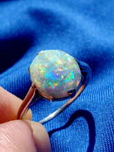 Load image into Gallery viewer, Earthmined Australian Black Opal Engagement Ring Art Deco Platinum Solitaire