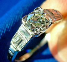 Load image into Gallery viewer, 1.38 carat Earth mined Diamond Art Deco Engagement Ring Unique Antique Platinum Solitaire