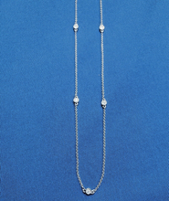 Load image into Gallery viewer, Earth mined Diamond Station Deco Necklace Elegant 14k White Gold Chain 24" inch