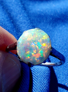 Earthmined Australian Black Opal Engagement Ring Art Deco Platinum Solitaire