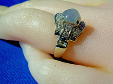 Load image into Gallery viewer, Earth mined 2 carat Star Sapphire Diamond Deco Engagement Ring Unique White gold Setting